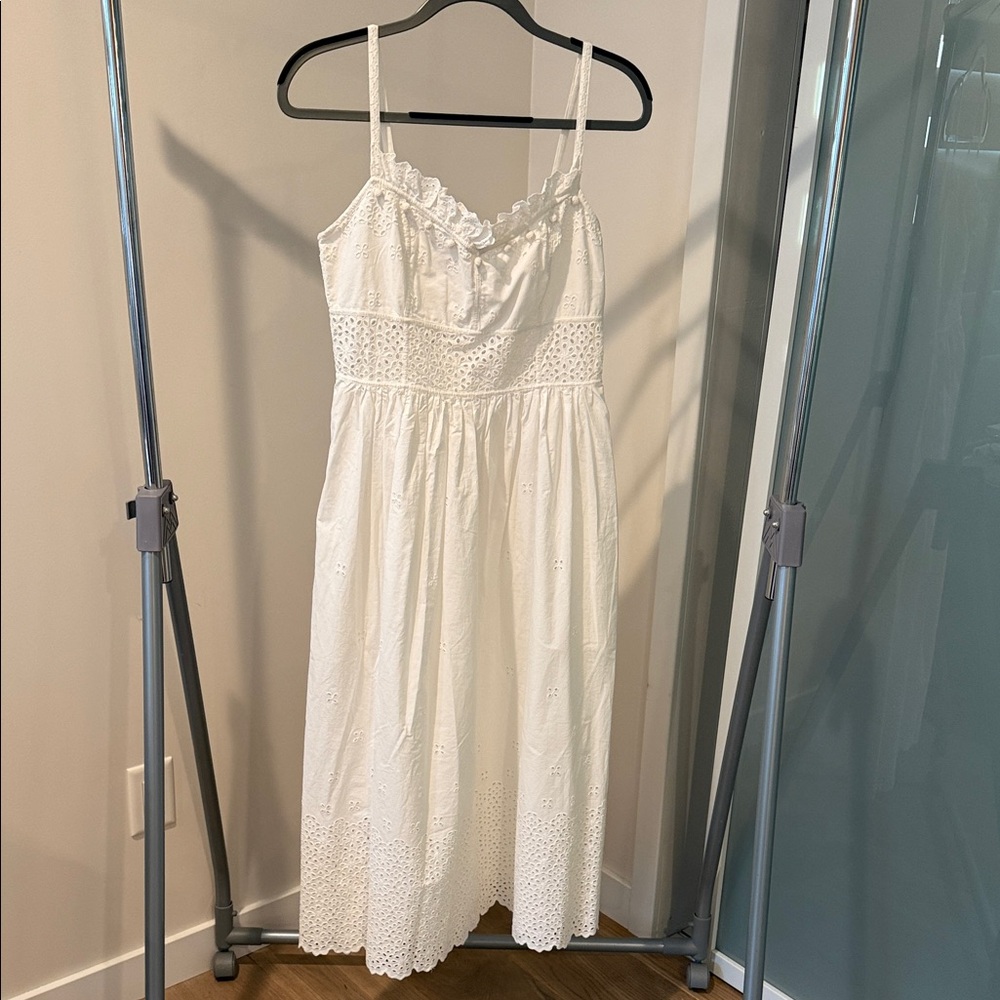 Ulla Johnson White Eyelet Midi Dress – Size 4